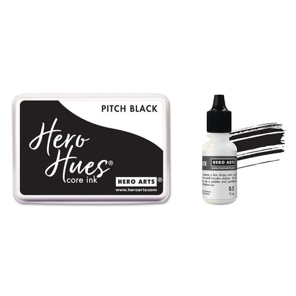 Hero Arts SB764 Pitch Black Core Ink Pad and Inker Bundle