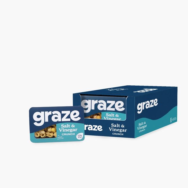 Graze - Salt & Vinegar Snacks - Healthy Snacks Alternative for Crisps, Mixed Nuts & Pretzels -Ideal if you Love Corn, Broad beans and Corn hoops mixed Savoury Vegan Snacks (9x28g)