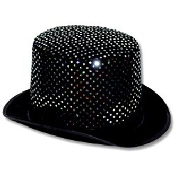Novelties Direct Top Hat Topper Black Felt With Silver Sequins