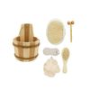 5 Piece Bath Set In Wood Barrel