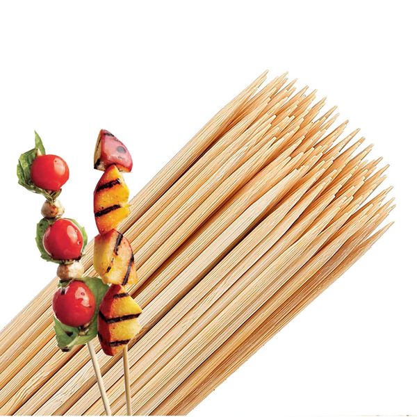 100 Bamboo Skewer Sticks, Wooden Barbeque Sticks, Cocktail Picks for Grill Parties, Kebabs, Fruit, Chocolate Fountains, Cheese Fondues, Burgers, Buffets, Weddings, Marshmallows 30CM (30cm, 100)