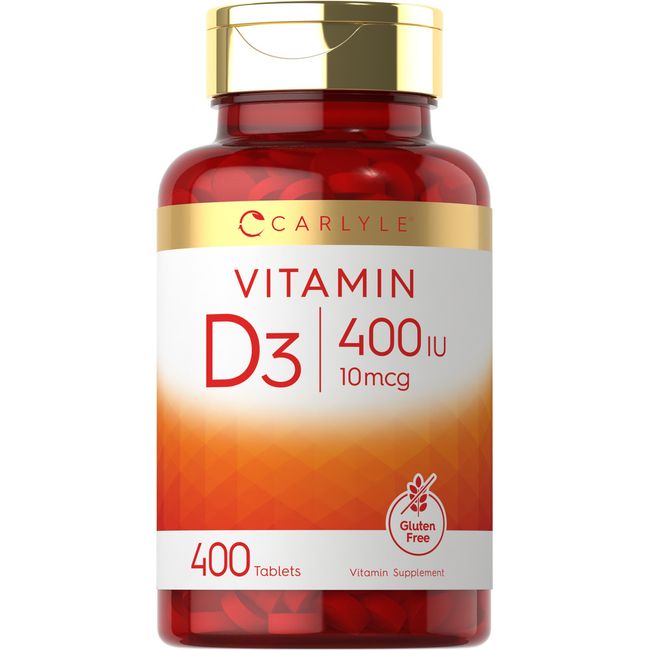 Vitamin D3 400IU | 10mcg | 400 Tablets | Vegetarian, Non-GMO | by Carlyle