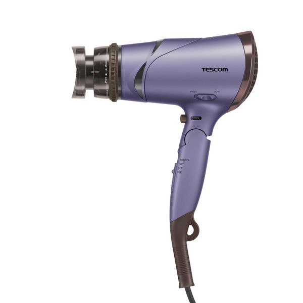 Tescom TD430B-V Hair Dryer, Negative Ion, Foldable, Large Airflow, Easy Plug, Purple