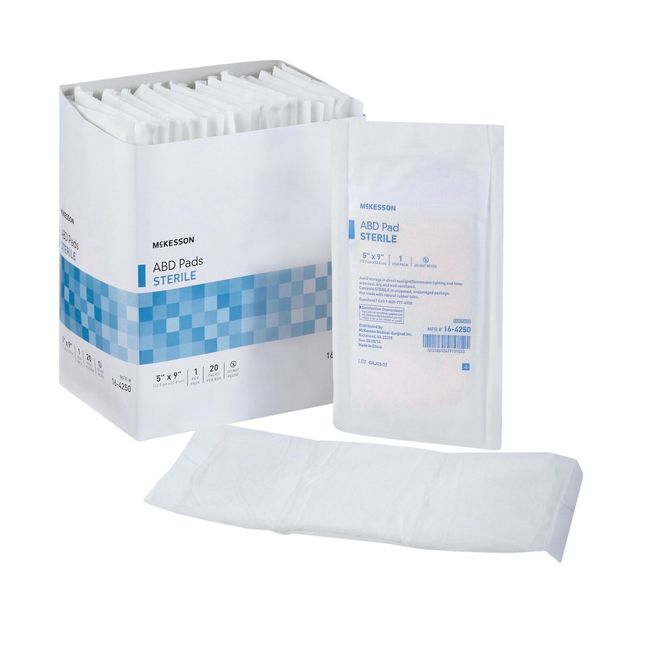 McKesson Abdominal Pads ABD Sterile 5" x 9" Gauze Bandage Pads 16-4250 20 Ct