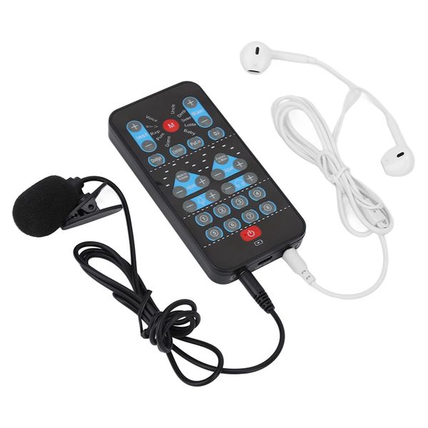 Live Sound Card Voice Changer,Handheld Sound Card Mini Voice Changer Device 8 Fixed Sound Effects Plug and Play,Gaming Recording,for Mobile Phone Computer