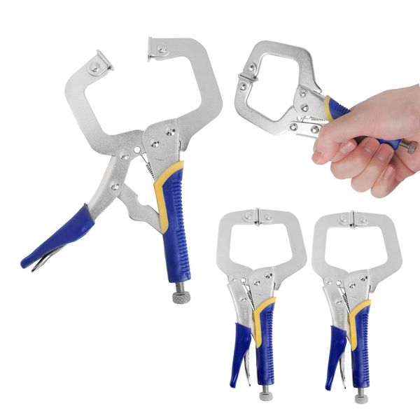 3 Pack Metal Grip Locking C Clamp, 6 inch Welding Clamps Set, Welding Locking C Clamps Face Clamps for Woodwork Adjustable Fastener Quick Release Grip