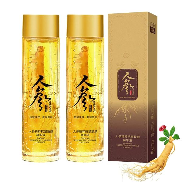 2 Stück Ginseng Anti Wrinkle Serum, Ginseng Polypeptide Anti-Ageing Essence, Ginseng Essence, Ginseng Serum, Peptid-Anti-Falten-Ginseng-Serum, Gesichtspflege für alle Hauttypen, 120ml