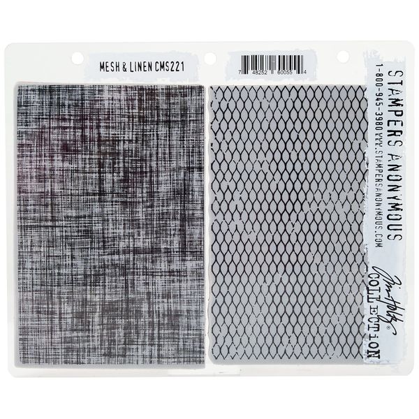 Stampers Anonymous_AGW "Mesh and Linen" Cling Mounted Stamp, Grey,extra_Large