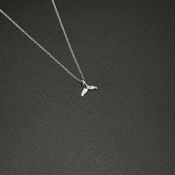 Silver 925 Mini Whale Tail Necklace Mini Silver Necklace