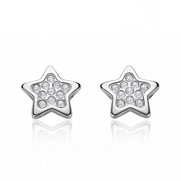 9ct White Gold Children's Stars Earrings