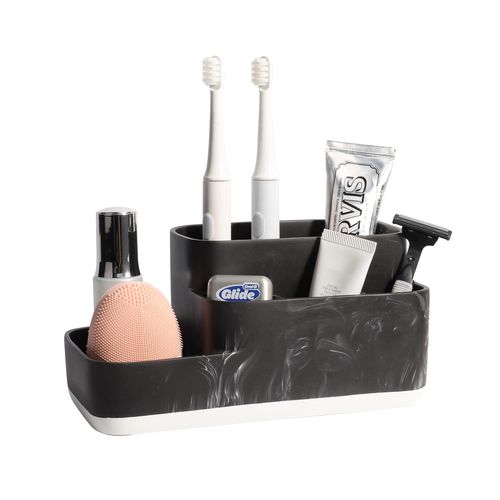 zccz Toothbrush Holders Bathroom Organizer - Tooth Brushing Holder for Bathrooms - Electric Toothbrush and Toothpaste Holder Bathroom Counter Sink Accessories, Black