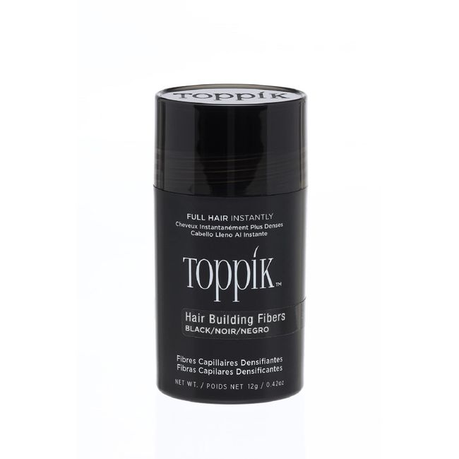 Toppik Hair Building Fibres Powder, Black, 12g Bottle - for A Thicker-looking Hairline, Crown and Beard, Instant Thinning Concealer for Men and Women ​