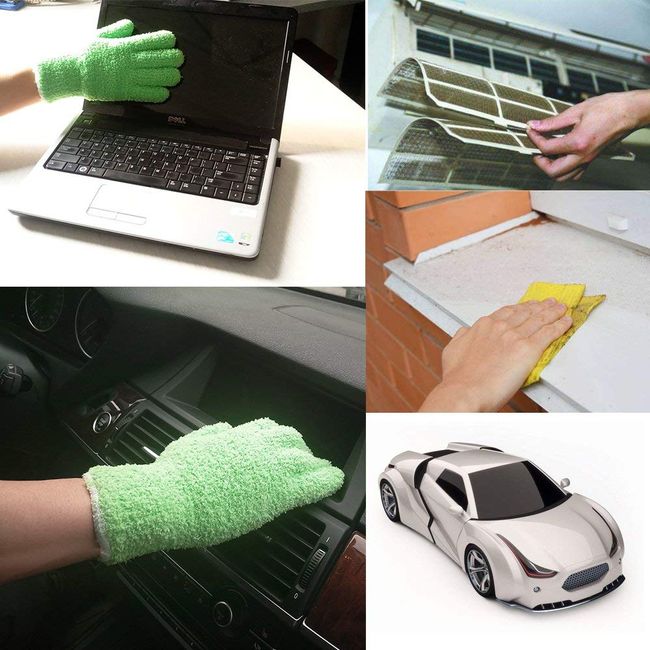 Evridwear Microfiber Dusting Gloves , Dusting Cleaning Glove for Plants, Blinds, Lamps,and Small Hard to Reach Corners (Multi Pack)