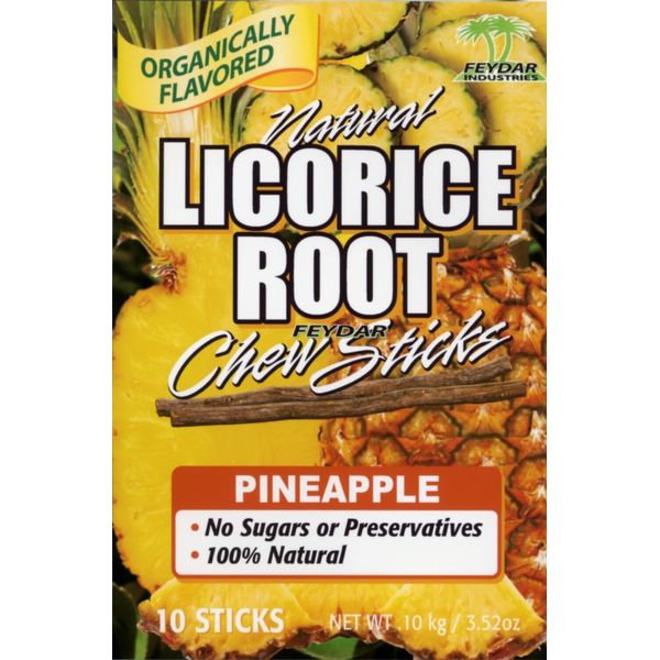 Pineapple Feydar Organic Licorice Root Chew Sticks  (10 sticks per pack)