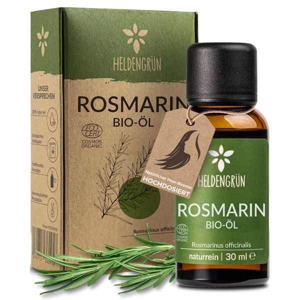 Heldengrün® BIO Rosmarinöl [HOCHDOSIERT] Natürlicher Haar-Booster - 100% naturreines Rosmarin Öl für Haare & Kopfhaut - Ätherisches Rosmarinöl Haare