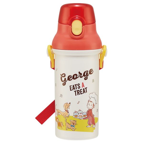 Skater PSB5SANAG-A Curious George 23 Water Bottle, 16.9 fl oz (480 ml), For Kids, Boy, Antibacterial, Plastic, Made in Japan