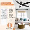52 Inch Flush Mount Black Ceiling Fan with Light and Remote Control.Noiseless,Di