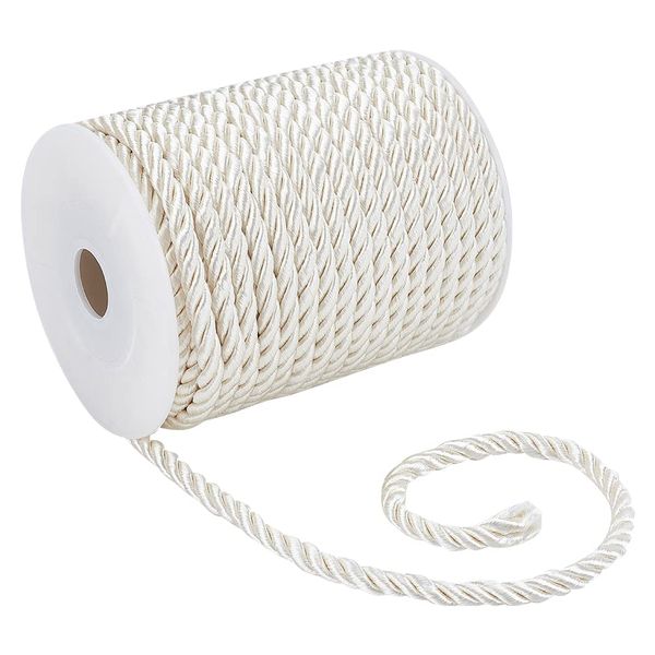 PandaHall Approx. 6.7 ft (18 m) / Roll 0.2 inch (5 mm), White String, Twisted Nylon Rope, Braided Cord, Craft Rope, Ribbon Wrapping Cord, Craft Rope, Macrame, Curtain, DIY Handmade, Handmade, Material