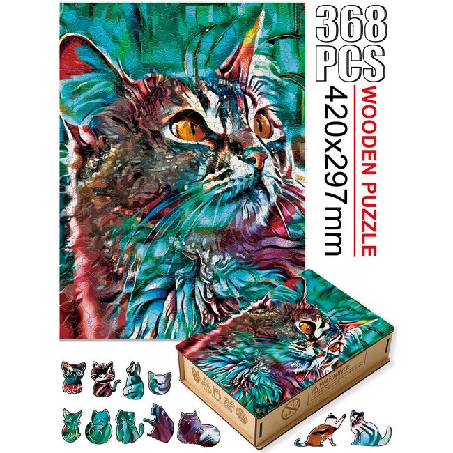 Exquisite Wooden Animal Jigsaw Puzzles Elegant Shape Kitty Brain Game For  Adults Kids Interesting Diy Drawing Festival Gifts