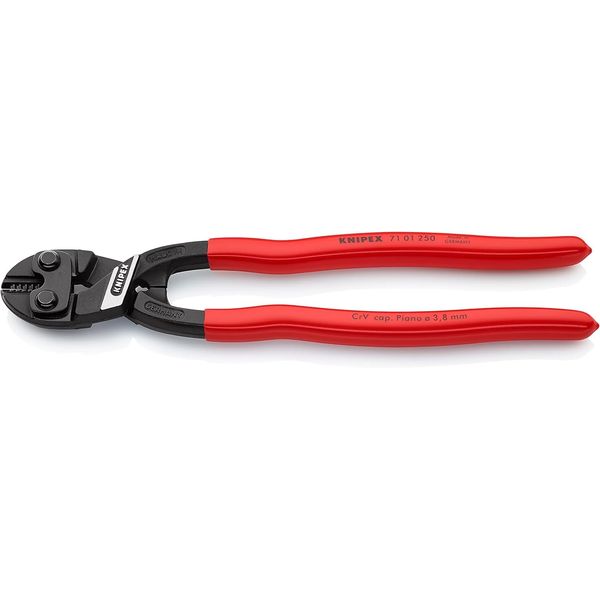 Knipex CoBolt® XL Compact Bolt Cutter black atramentized, plastic coated 250 mm (self-service card/blister) 71 01 250 SB