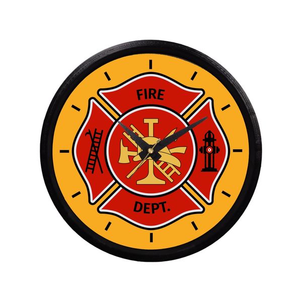 Firefighter Wall Clock, Gift For Firefighter, Maltese Cross Fire Dept. Clock