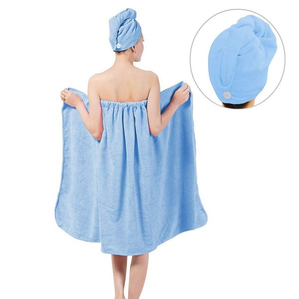 Saunakilt für Damen, Kuschelweicher Sarong Kilt mit Klett und Spa Hair Handtuch Wrap aus Bio Baumwolle 150 * 90cm, Damen Handtuch Wrap Hair Turban Set Weiche Mikrofaser Tragbare Spa Dusche Bad Wrap