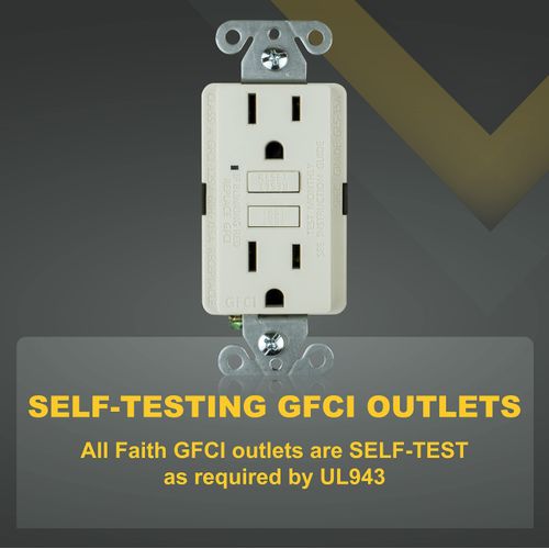 Faith [3-Pack] 15A GFCI Outlets, ETL Listed, Non-Tamper-Resistant GFI Duplex Receptacles with LED Indicator, Self-Test Ground Fault Circuit Interrupter, Light Almond, 3 Piece
