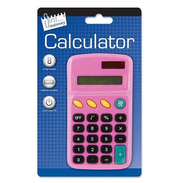 2XJust Stationery Pocket Calculator - Assorted Colours