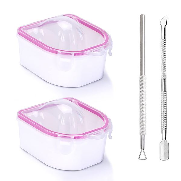 Cosywell Nail Soaking Bowl 2pcs Nail Remover Bowl Soak off Gel Polish Remover with Nail Art Tools for Nail Spa Salon or Home Use