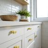 KNOBWELL 6 Pack Brushed Gold Solid Cabinet Knobs Overall Length 1-1/2 Inch Single Hole Kitchen Cabinet Hardware for Cupboard Drawer Dresser Knobs
