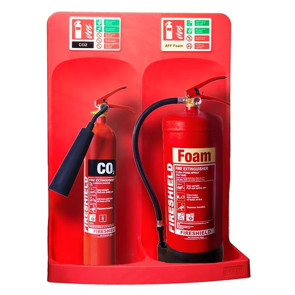 Double Red Fire Extinguisher Stand - FireShield