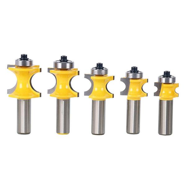 Bestgle Set of 5 Half Round Bullnose Router Bits Set Woodworking Milling Cutter Tool 1/8" 3/16" 1/4" 5/16" 3/8" Radius, 1/2 Inch Shank