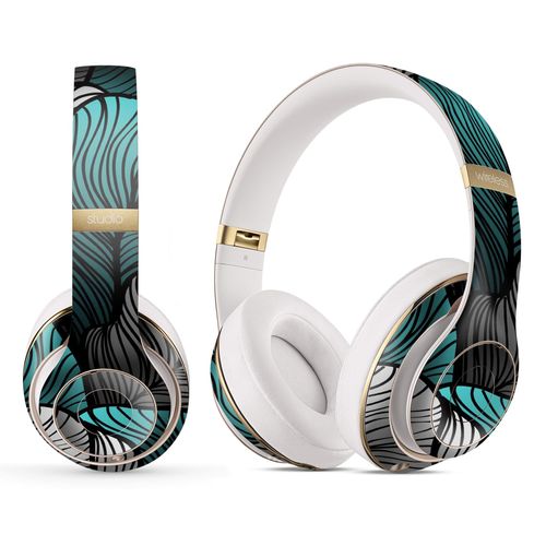 DesignSkinz - Compatible with Beats Studio Pro - Skin Decal Protective Scratch Resistant Vinyl Wrap - Vivid Teal Floral Waves