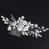 Unicra Bride Wedding Hair Comb Silver Flower Headpiece Combs Pearl Crystal Hair Accessories for Women and Girls