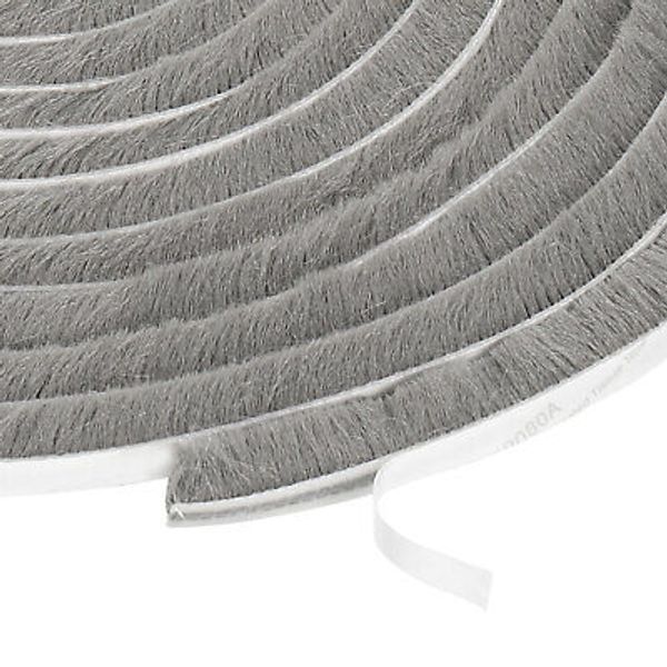 Self Adhesive Brush Seal Weather Stripping 1/2" x 1/4" x 36ft, Gray