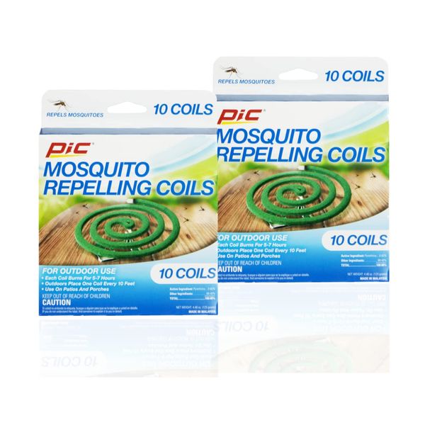 PIC Mosquito Repelling Coils, 10 Count Box, 2 Pack - Mosquito Repellent for Outdoor Spaces - 20 Coils Total (Packaging May Vary)