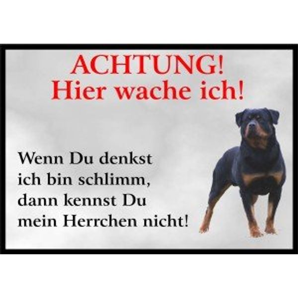 PEMA Indigos UG - Achtung/Fun Sign - Rottweiler Door Sign Laminated DIN A5 for Cage, Kennel, Pet, Door, Animal, Aquarium