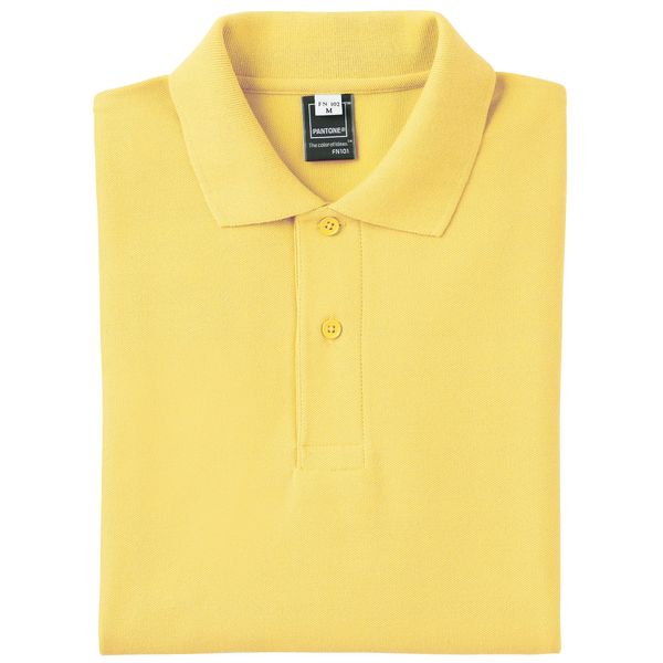 Pantone FNP101 Short Sleeve Polo Shirt, Top, Unisex, Pockets, yellow