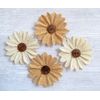 Hessian Large Flowers Button Centre - 6cm Diameter (Pack of 4)