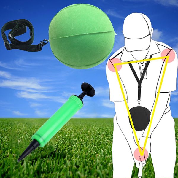 SUQ Golf Smart Ball, Swing Training Aids, Golf Swing Trainer, Aid Practice Balls Golf Impact Ball, Inflatable Adjustable Smart Ball Golf Swing Trainer Practice Training, Aid Posture Correction(Green)