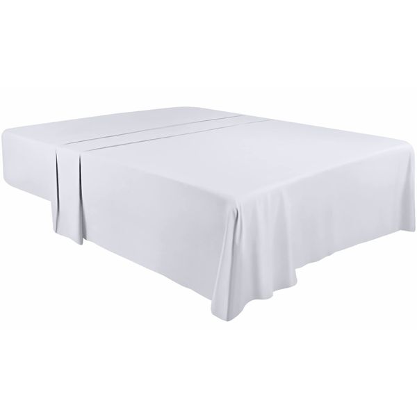 Utopia Bedding Flat Sheet Double - Easy Care Soft Brushed Polyester-Microfiber Fabric - Wrinkle, Shrinkage, and Fade Resistant – White