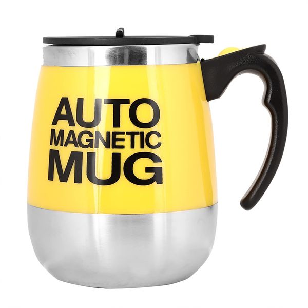 Raguso Coffee Stirring Mug, Electric Coffee Self Stirring Mug Mixing Cup Tea Auto Stirring Magnetic Mug for Home Kitchen Coffee Tea Hot Chocolate (Yellow) Tableware