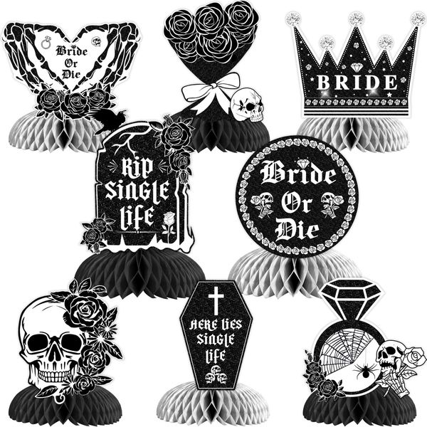 Kreatwow Bride or Die Hen Party Decorations Gothic Bachelorette Honeycomb Centerpieces Party Decor Medieval Bachelorette Table Decorations Rip Single Life Gothic Wedding Bachelorette Party Supplies