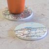 Modern Decorative Ceramic Personalised Postcode Map Landmark Coaster With Cork Base. Gift Present Idea New Home Decor Accessory.