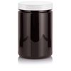 25 oz Amber PET Plastic Jar with Smooth Foam Lined White Lid (6 pack) Refillable Empty Storage Containers