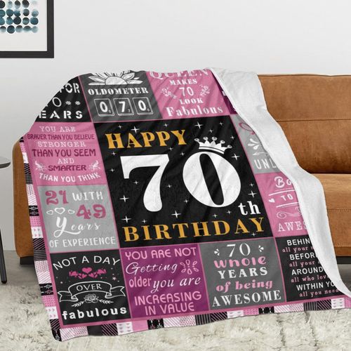 Noxkioy 70th Birthday Gifts for Women, 70th Birthday Decorations for Women, Gift for 70 Year Old Woman, Happy 70 Year Old Birthday Gift for Woman, 1955 Birthday Gifts Blanket 60"X50"