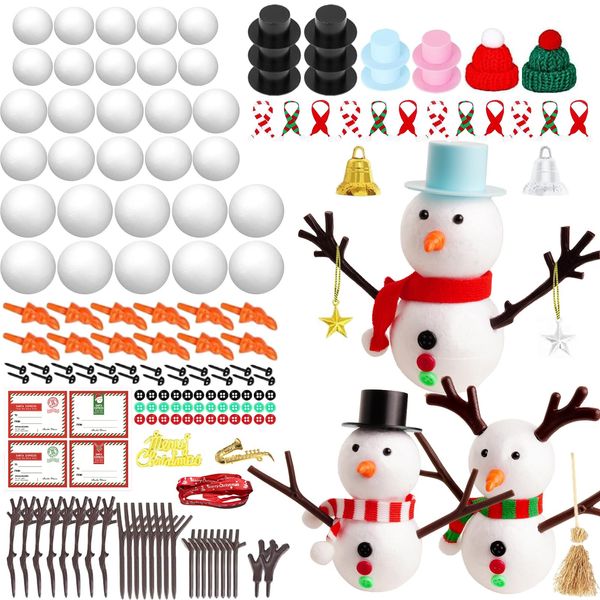 MZfowsen 12Pack Christmas Snowman DIY Crafts Kits for Kids, Christmas Stocking Stuffers Gifts for Kids, Xmas Activities Build a Snowman Making Kit Party Favors Decorations