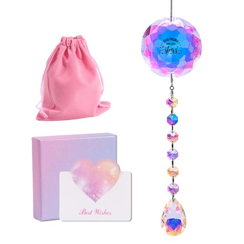 Crystal Suncatcher Gifts for Friends - Birthday/Christmas/Mather Day Unique Window Hanging Decor, Sister Keepsake Gift from Sister & Friends, Home Decoration