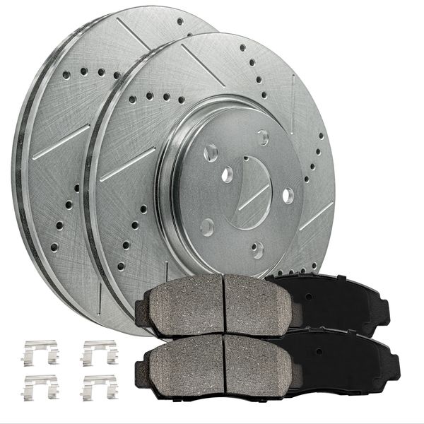 Front Brake Kit Rotors + Ceramic Pads for Chrysler 200 2011-2014