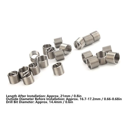 20Pcs Wire Thread Insert Stainless Steel Screw Bushing Repair Socket Kit M14x1.5x1.5D Wire Screw Sleeve Thread
